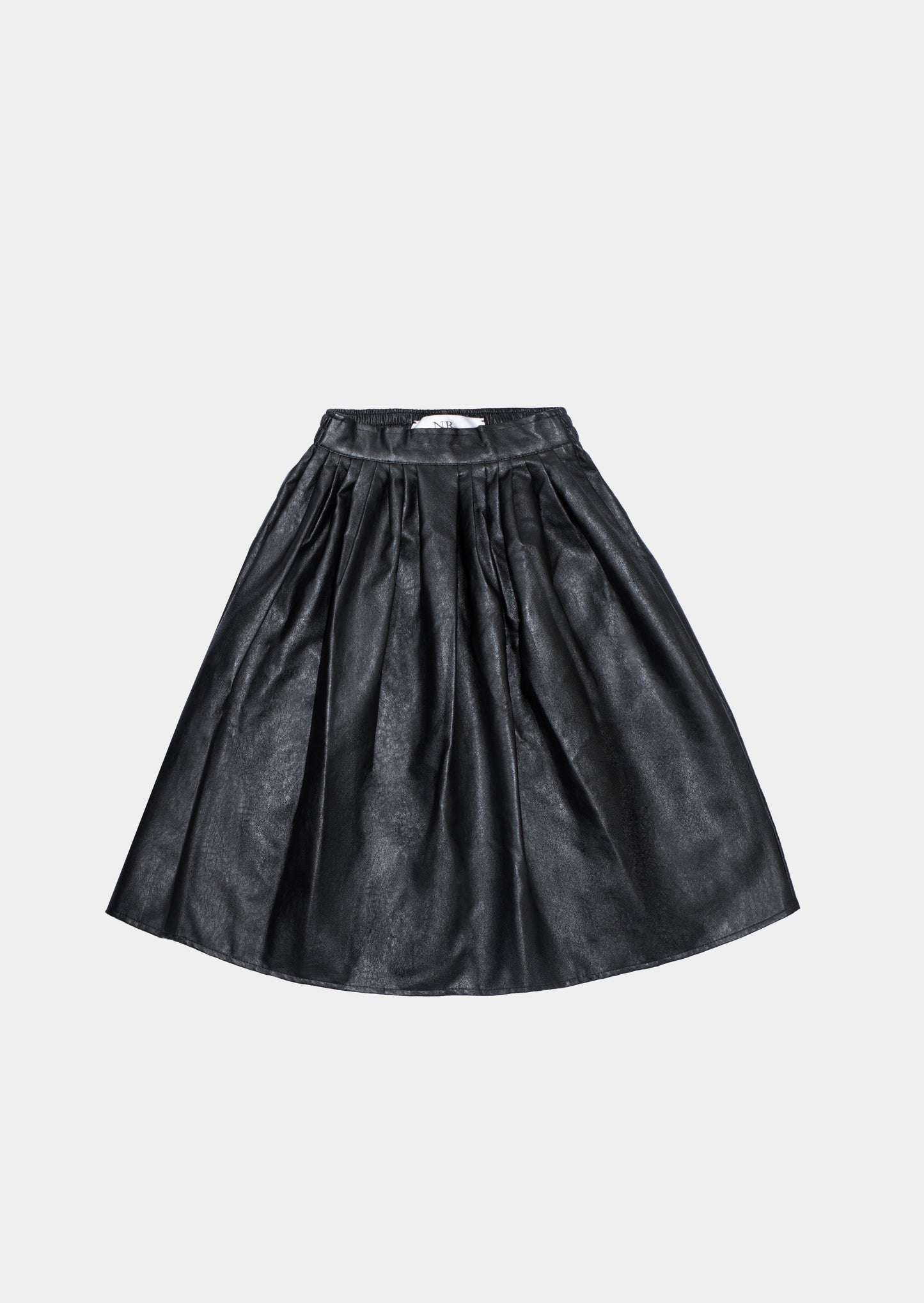 Black Faux leather pleated skirt