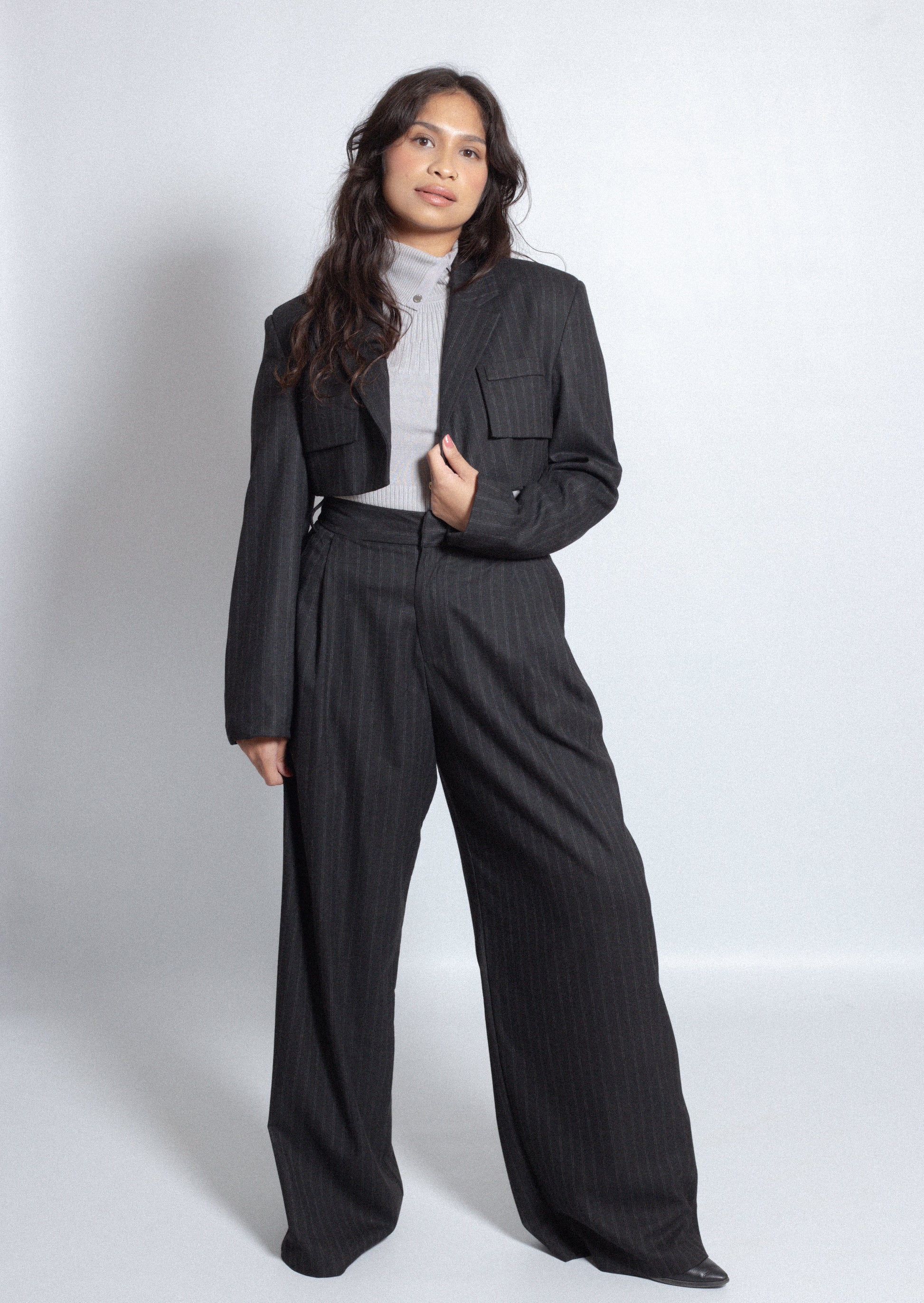 High-waisted striped trousers, Striped pants, Women's fashion, your lookbook, slow fashion,Chic trousers,Fashionable pants, trendy bottoms, Versatile trousers, timeless style