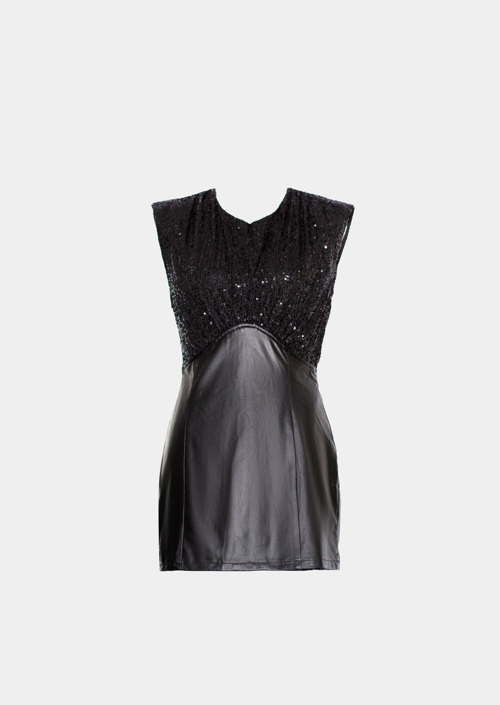 Freshly  and energized , my new black dress. Featuring a black sequin material and faux leather lower part. Ensure you're dressed to impress. My New Little Black Dress