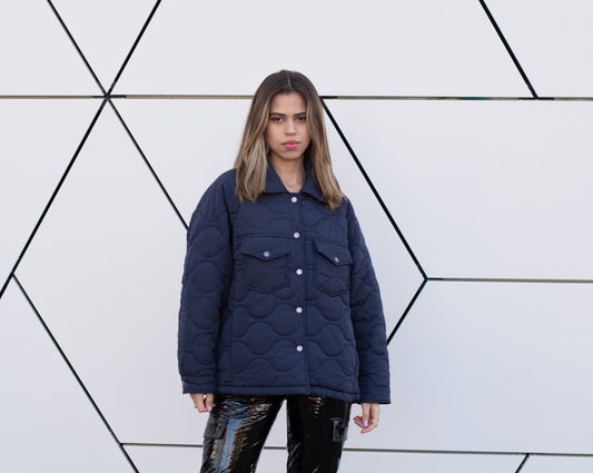 wave quilted navy jacket 