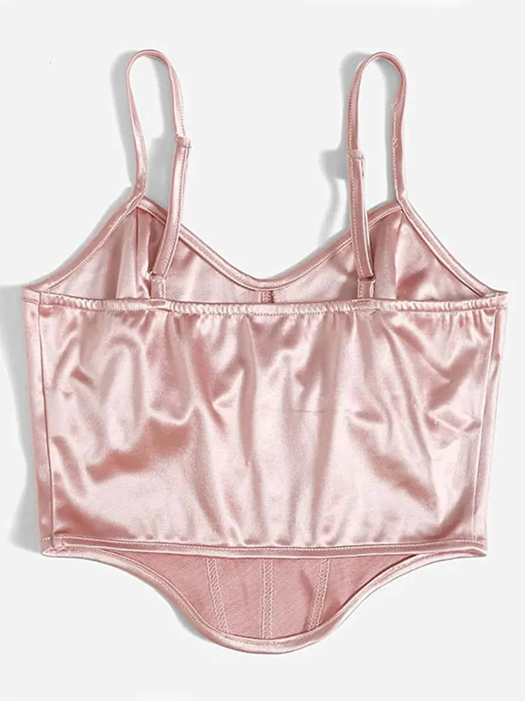 Rose Curved Satin Crop Top